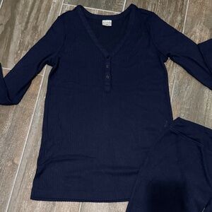 Soma Navy ribbed Pajama lounge Set